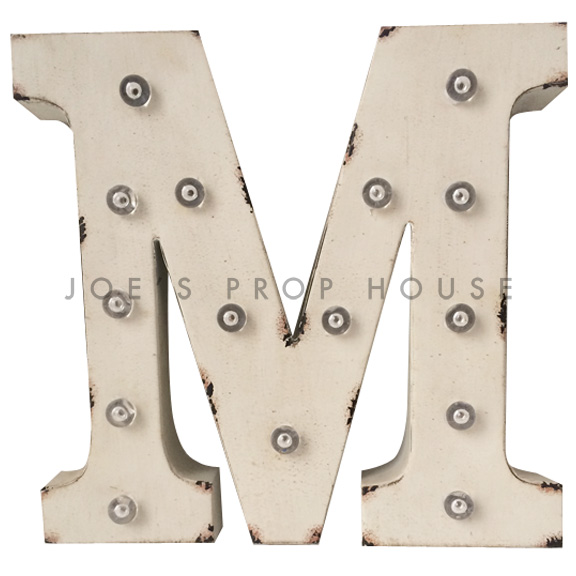 12in Ivory Metal Marquee Letter M
