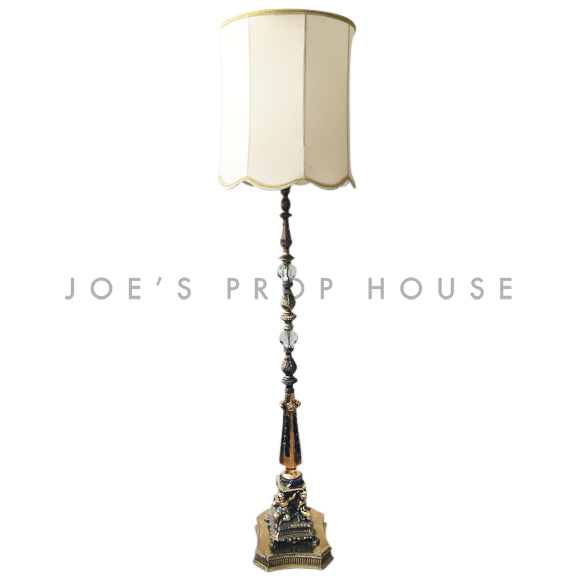 Abbey Brass Floor Lamp w/IVORY Lampshade