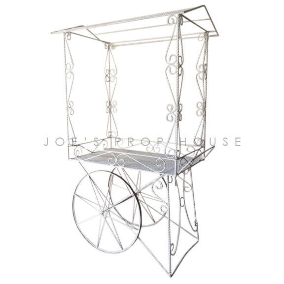 Decorative Metal Rolling Cart w/AWNING White
