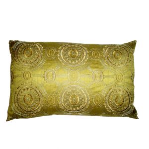 Green Rectangular Pillow w/ circle pattern