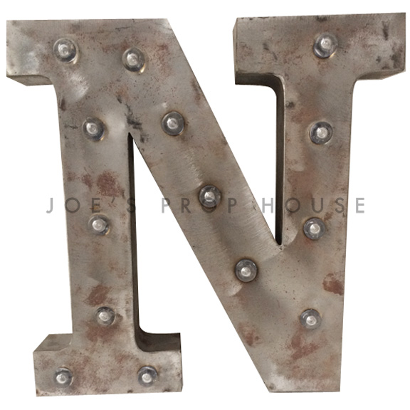 12in Galvanized Metal Marquee Letter N
