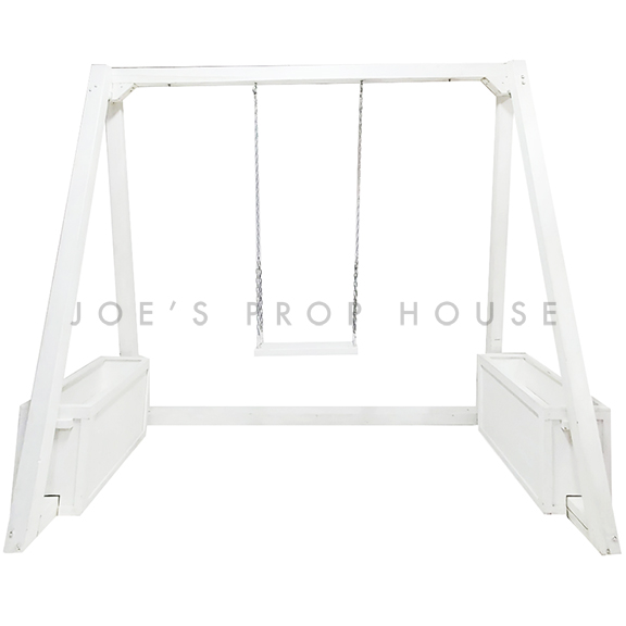 Single Swing Structure w/Weighted Planters White