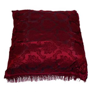 Large Red Damask Pillow w/ fringe