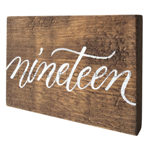 Wooden Table Number Block NINETEEN W7in x H5in